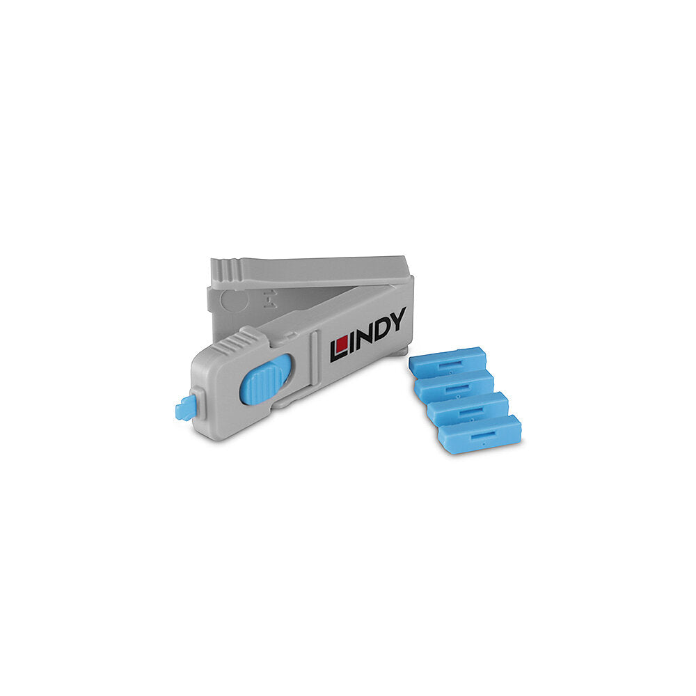 Lindy DisplayPort Port Blocker - 4 pieces + key, Blue