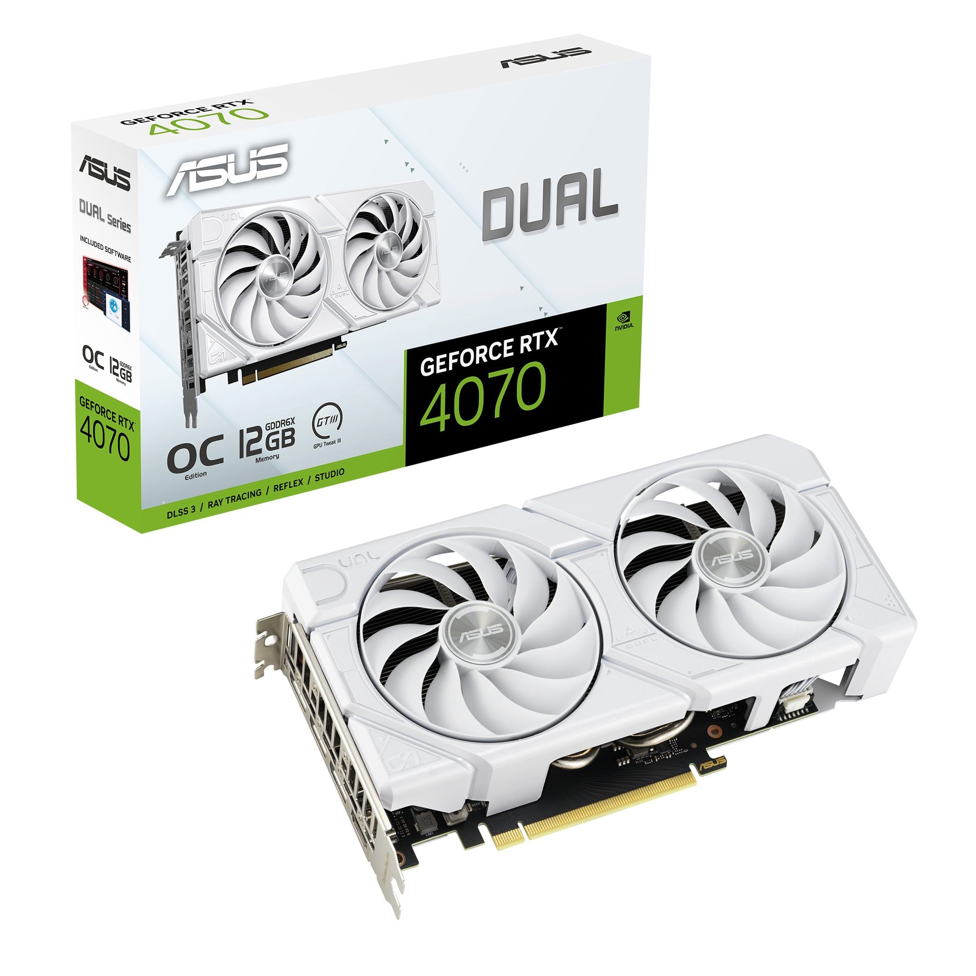 ASUS DUAL RTX 4070 OC 12G EVO 12Go GDDR6X 1xHDMI 2.1a 3xDP 1.4a