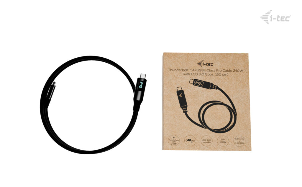 I-TEC Thunderbolt 4/USB4 Class Pro Cable 240W with LCD 40 Gbps 150 cm
