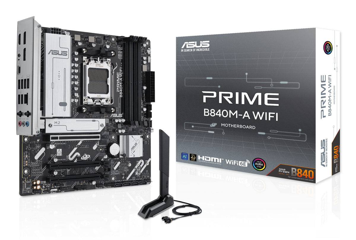 ASUS PRIME B840M-A WIFI AM5 DDR5 micro ATX MB 1xHDMI 2xDP 3xM.2 4xSATA