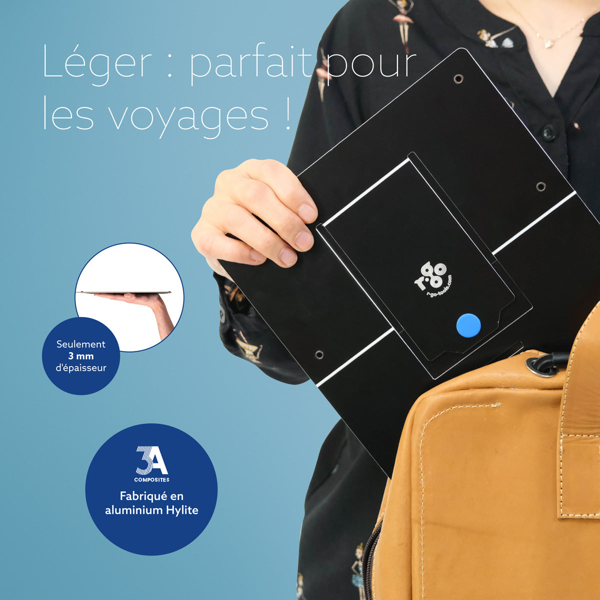 R-GO TOOLS Support pour PC portable Riser Flexible, noir