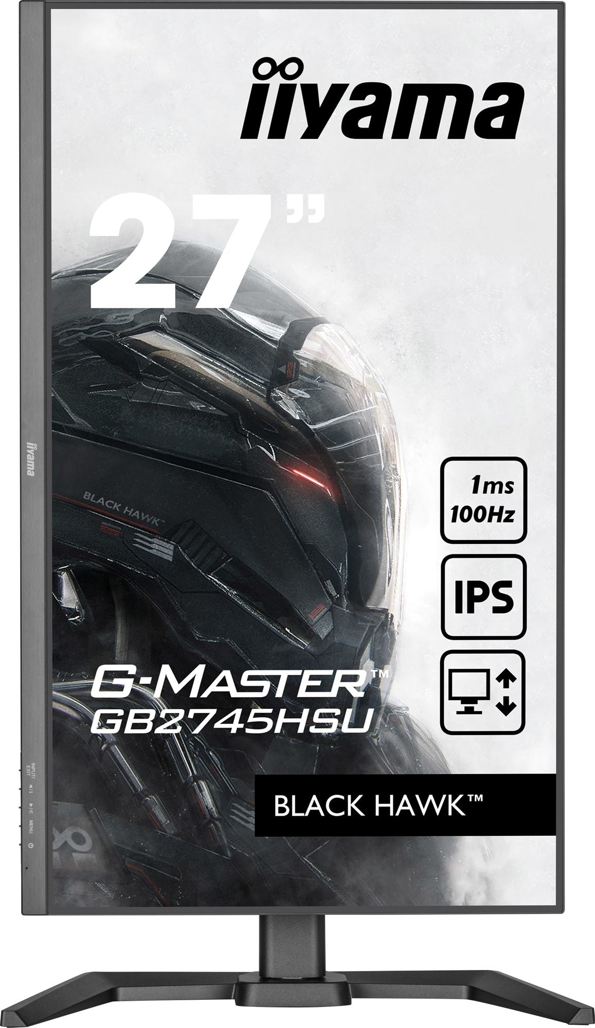IIYAMA 27in G-Master Black Hawk, IPS panel, 1920x1080 100Hz, 1ms, 300cd/m2, 1300:1, Speakers, 1xHDMI, 1xDisplayPort, USB HUB (x2), 15cm height adjustable stand, Black Tuner, i-Style Colour