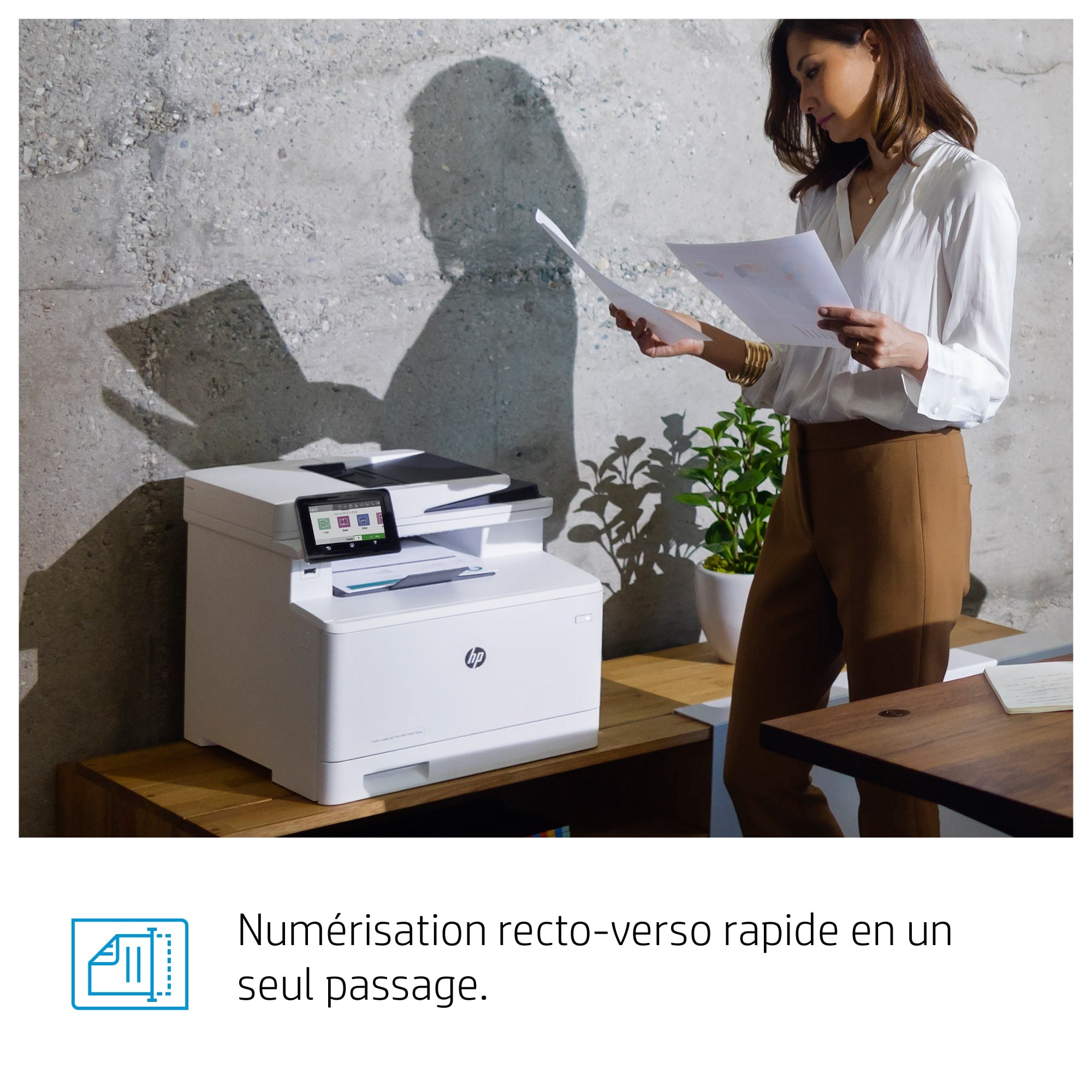HP Color LaserJet Pro Imprimante multifonction M479dw, Impression, copie, numérisation, e-mail, Impression recto-verso  Numérisation vers e-mail/PDF  Chargeur a