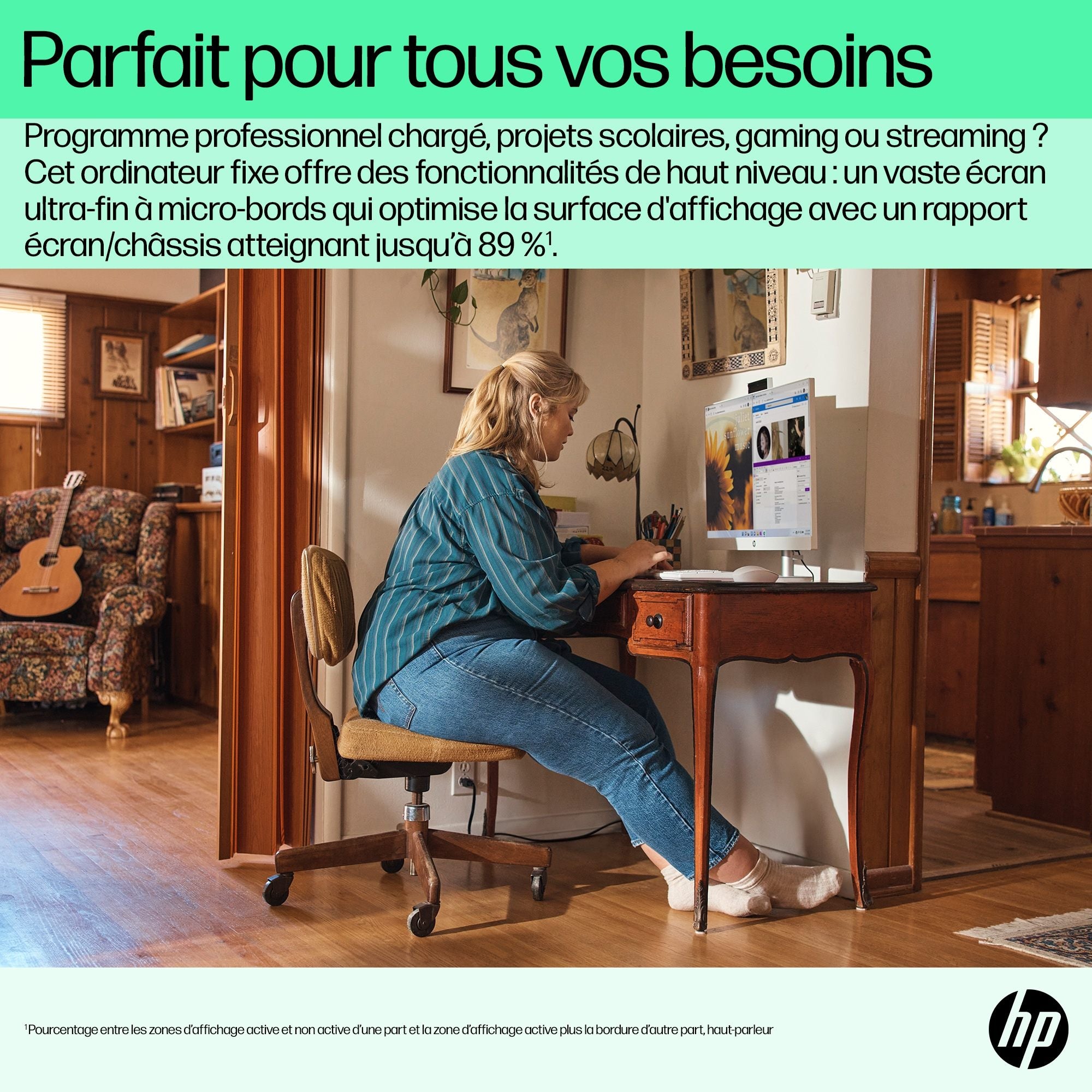 HP 24-cr0034nf AMD Ryzen™ 5 7520U 60,5 cm (23.8") 1920 x 1080 pixels PC All-in-One 8 Go LPDDR5-SDRAM 512 Go SSD Windows 11 Home Wi-Fi 6 (802.11ax) Blanc