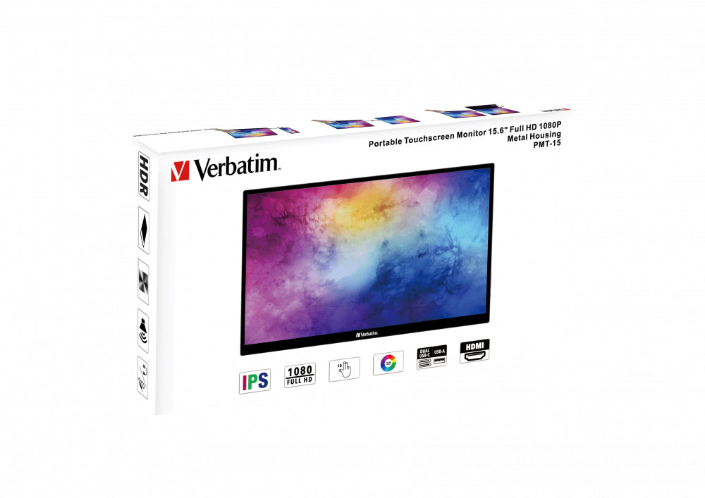 VERBATIM PMT-15 PORTABLE TOUCHSCREEN MONITOR 15.6p FULL HD 1080P METAL HOUSING WCF (P)