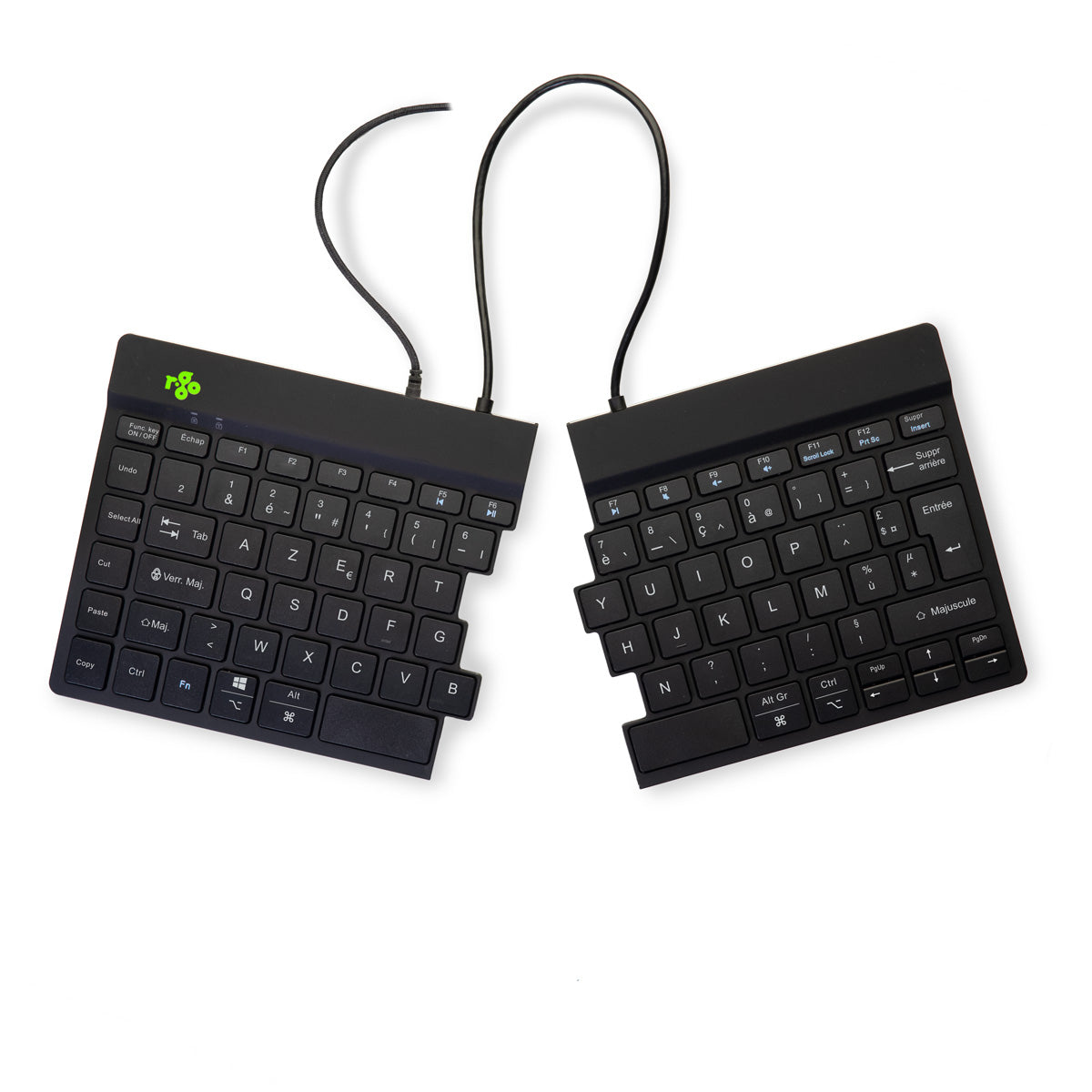 R-GO TOOLS Clavier ergo Split Break v2, divisé, filaire noir