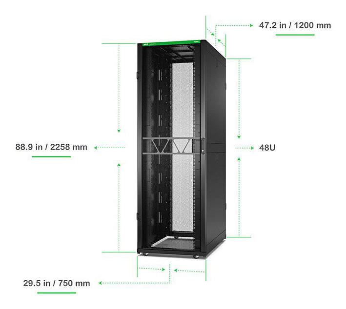 APC NetShelter SX Gen 2 Rack cabinet 2258H x 750W x 1200D mm with Sides floor-standing Black 48U 19 TAA Compliant