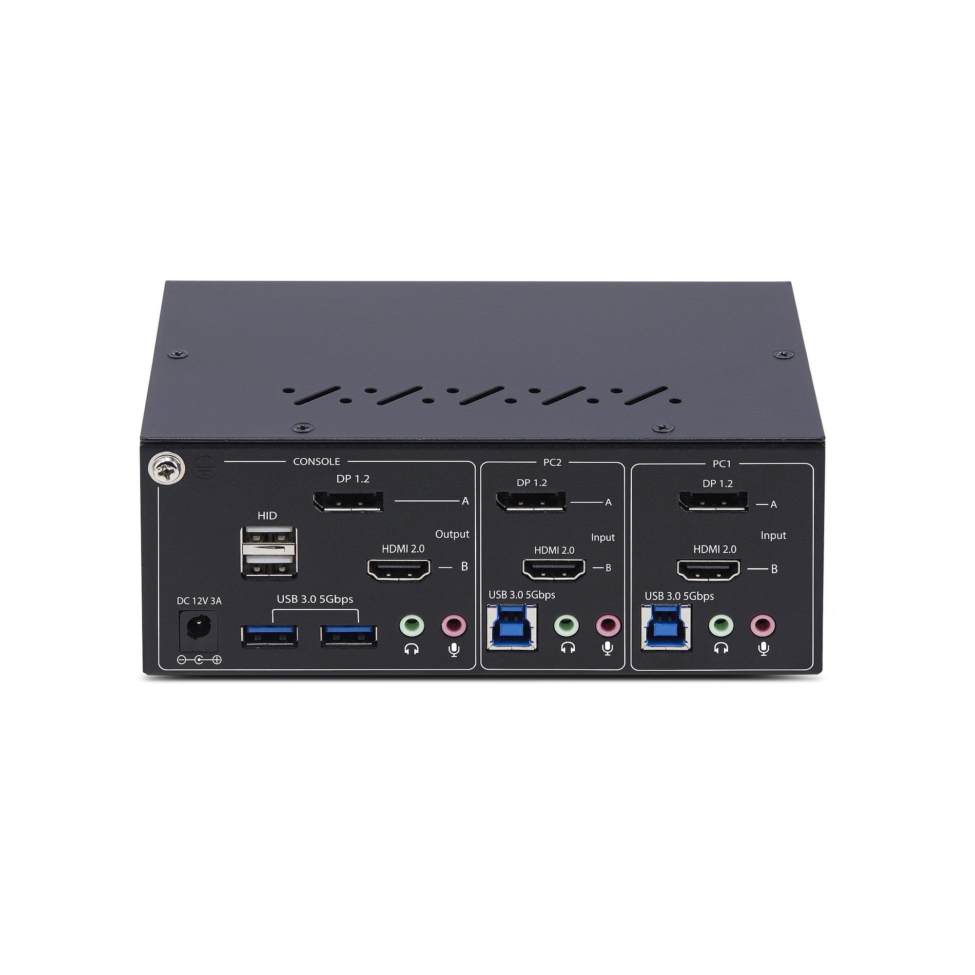 2-Port Dual-Monitor DP+HDMI KVM Switch