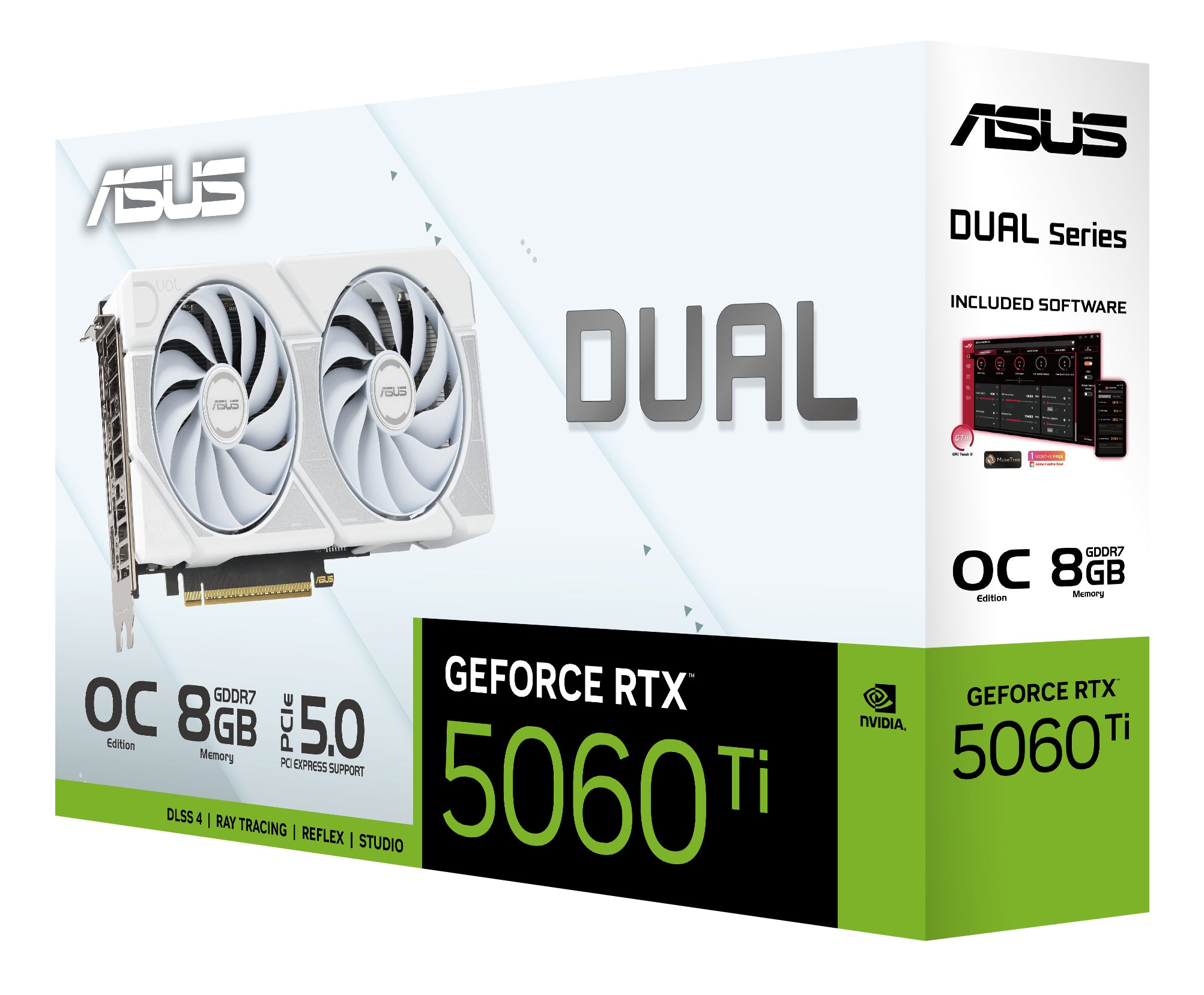 ASUS Dual GeForce RTX 5060 Ti 8Go GDDR7 White OC Edition PCIe 5.0 DLSS 4 HDMI 2.1b DisplayPort 2.1b