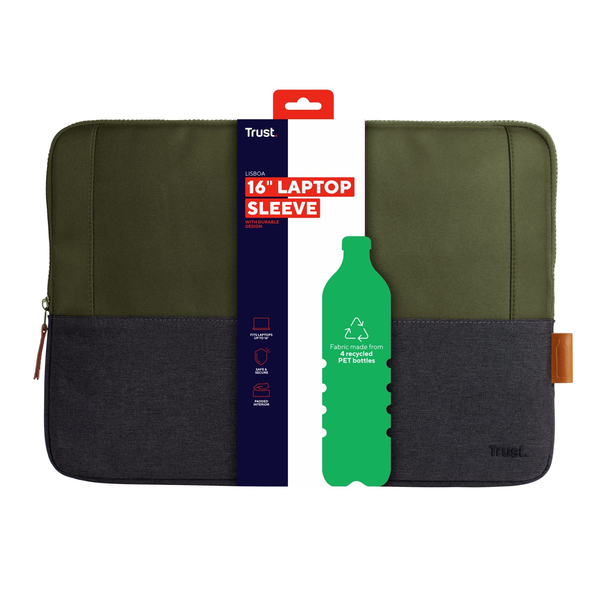 TRUST Housse de protection LISBOA verte/noire 16p