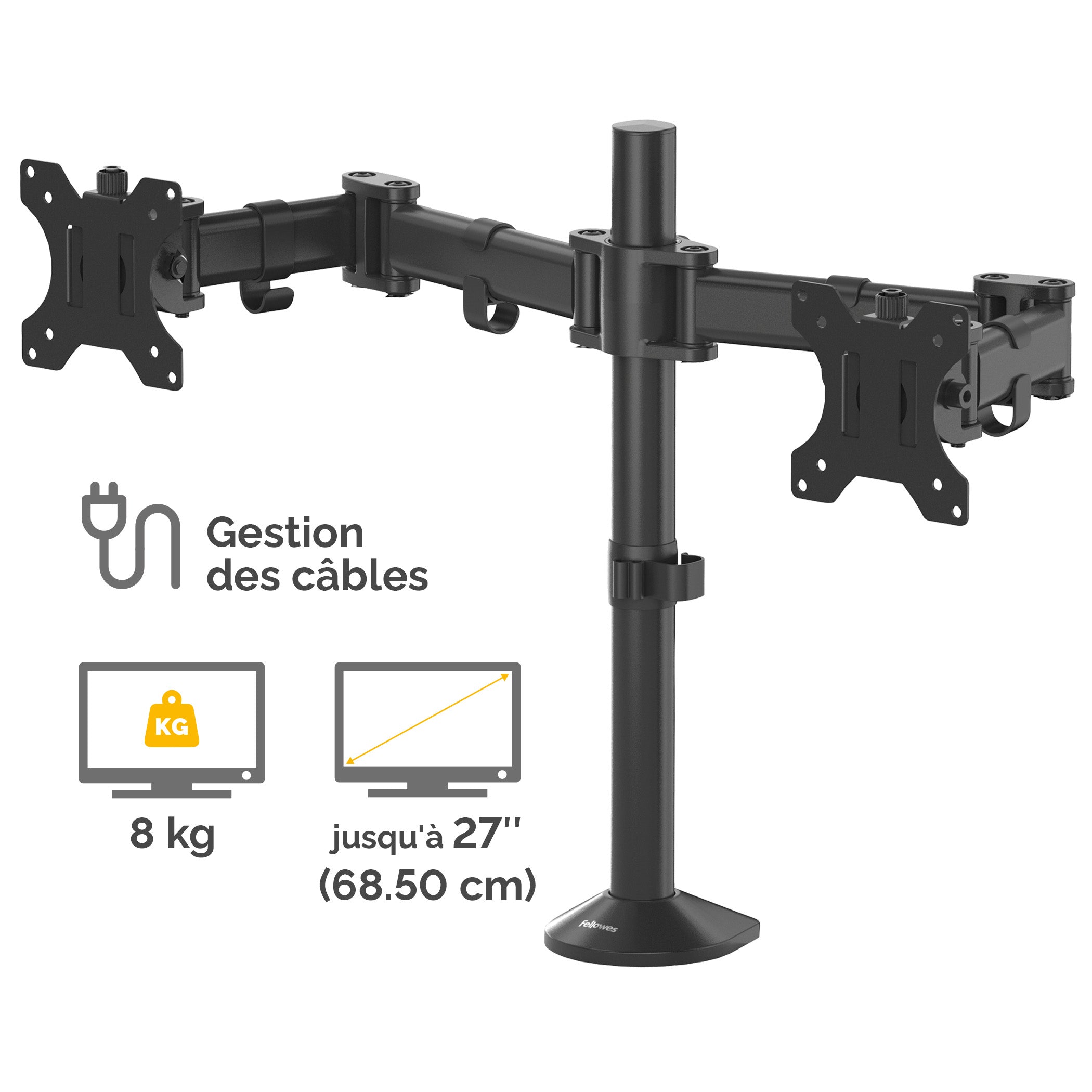 FELLOWES Bras porte-écran double - Reflex