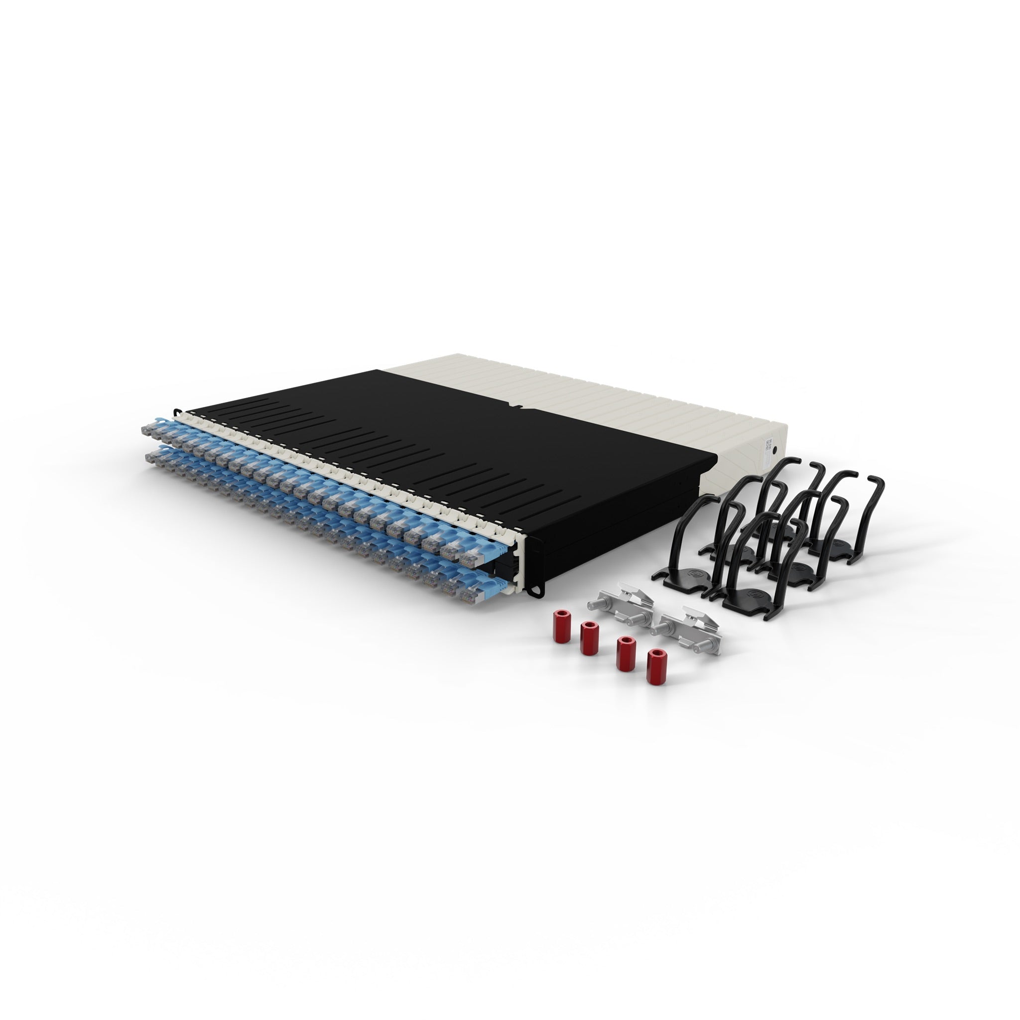 PATCHBOX ONE 24x CAT6A STP BLEU 0,8 m 8U