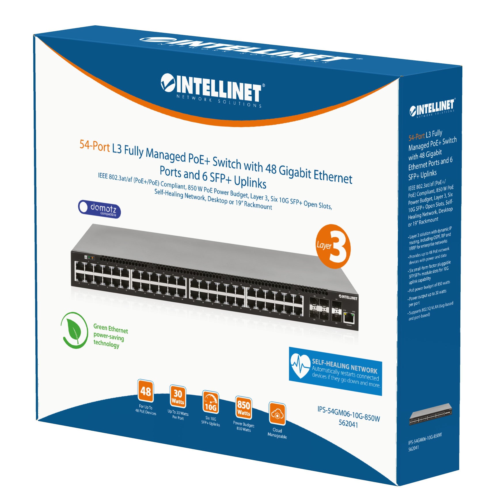 Intellinet 562041 commutateur réseau Géré Gigabit Ethernet (10/100/1000) Connexion Ethernet, supportant l'alimentation via ce port (PoE) Noir