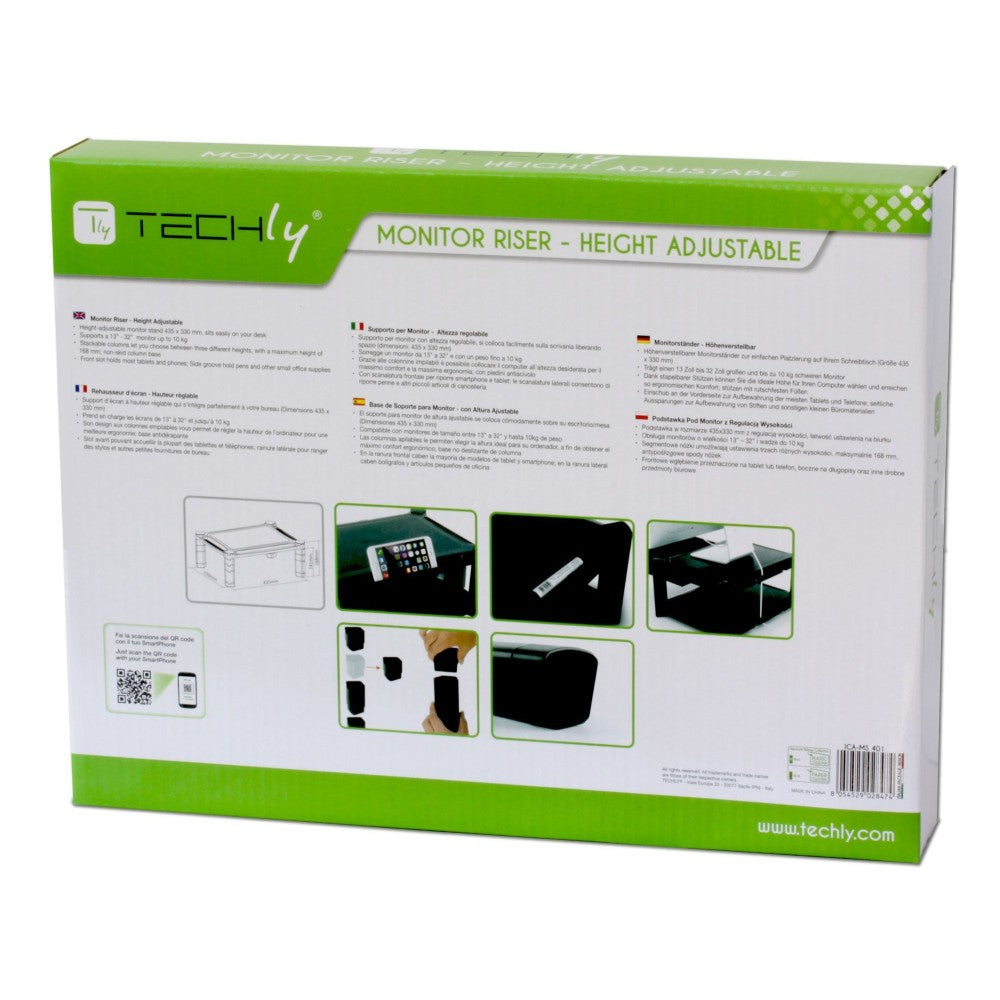 "Techly ICA-MS 401 Support de moniteur pour ordinateur portable de 32"" avec réglage de la hauteur"