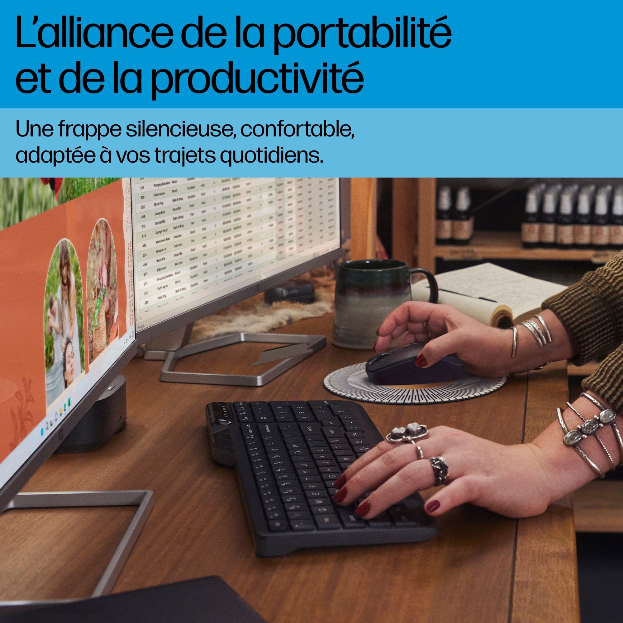 Clavier sans fil HP 475 mode double - récepteur USB + Bluetooth - noir QWERTY (7N7B9AA#ABB)