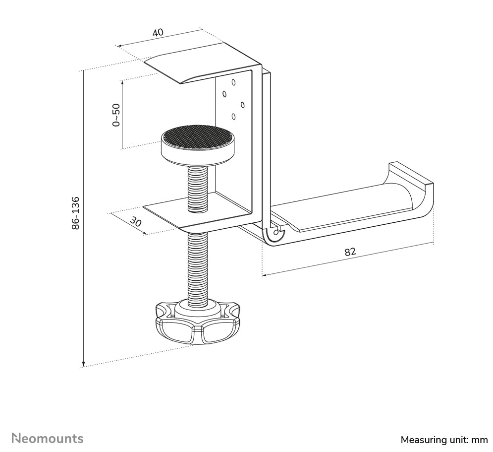 NEOMOUNTS Headphone Holder Clamp mounted aluminum