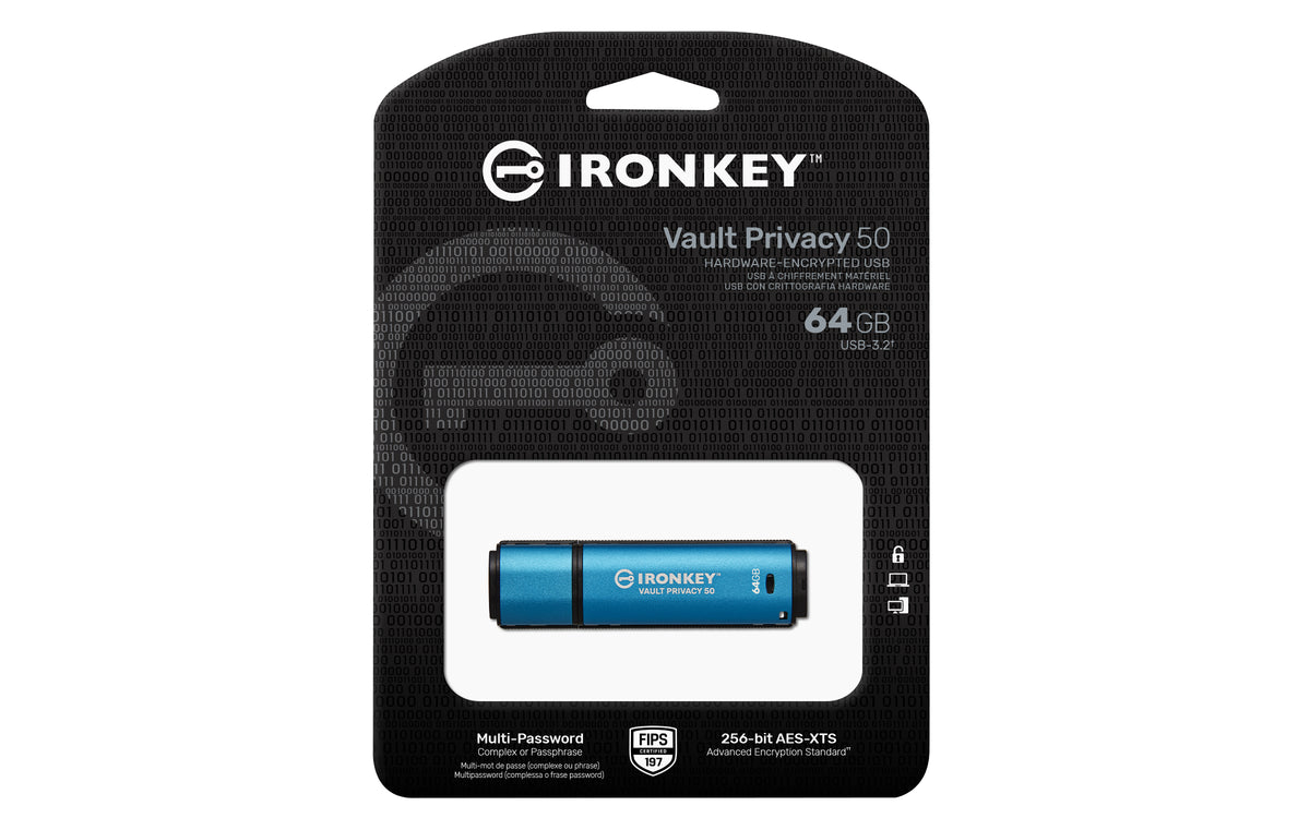 KINGSTON 64Go IronKey Vault Privacy 50 USB AES-256 Encrypted FIPS 197