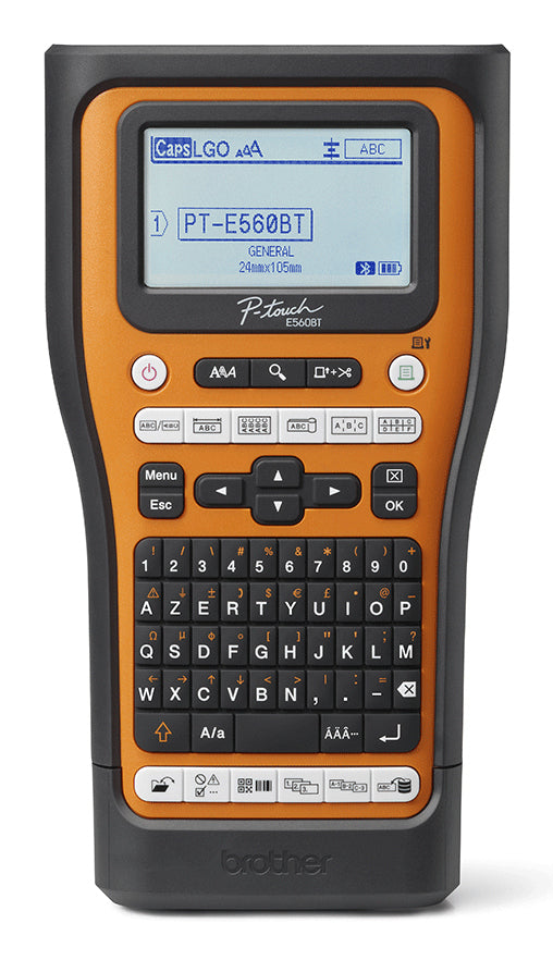 Brother PT-E560BTVP imprimante pour étiquettes Transfert thermique 180 x 180 DPI 20 mm/sec Avec fil &sans fil HSE/TZe Bluetooth QWERTZ