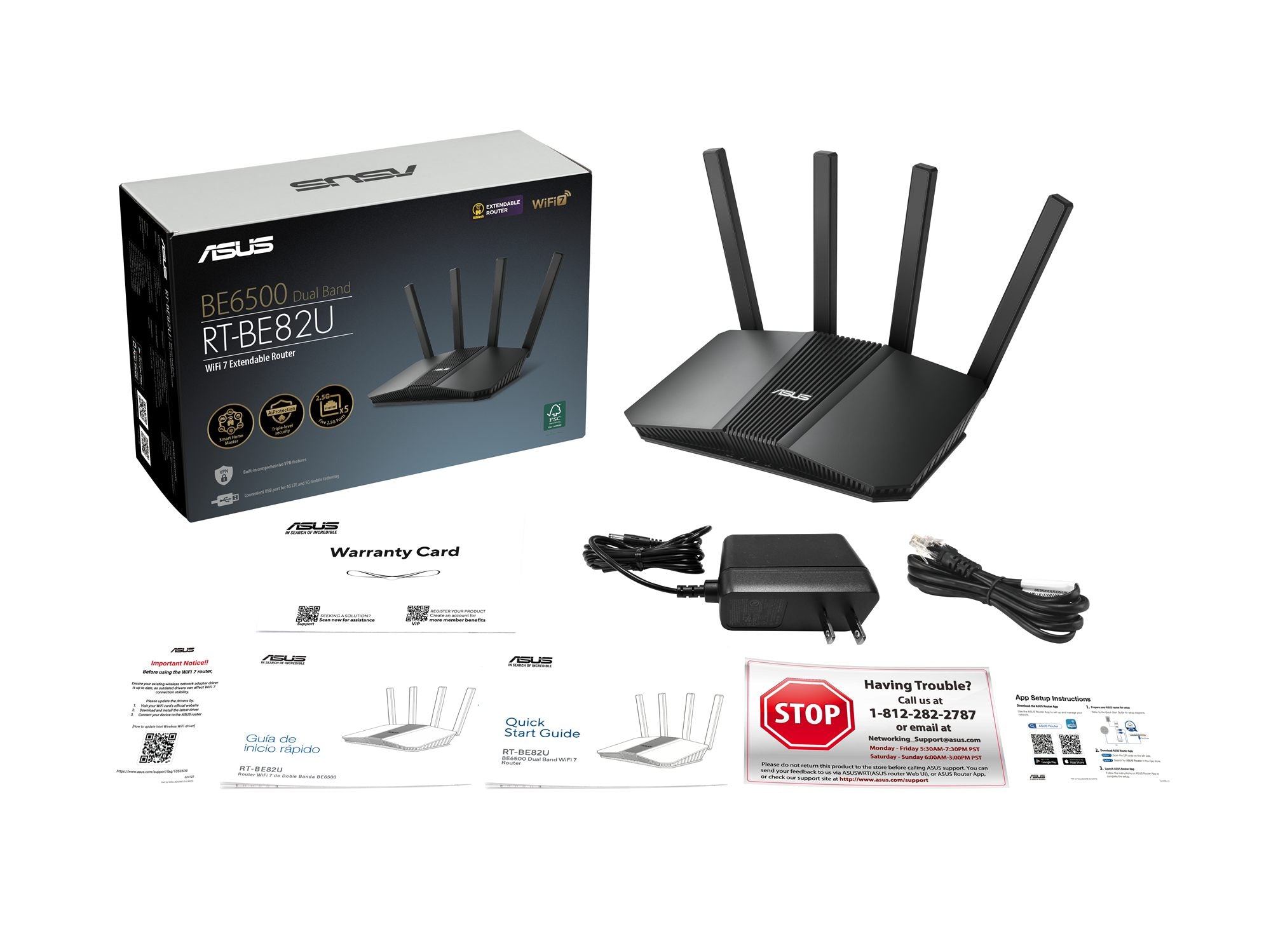 ASUS Wi-Fi 7 AiMesh Extendable Router 4K-QAM MLO Five 2.5GbE ports
