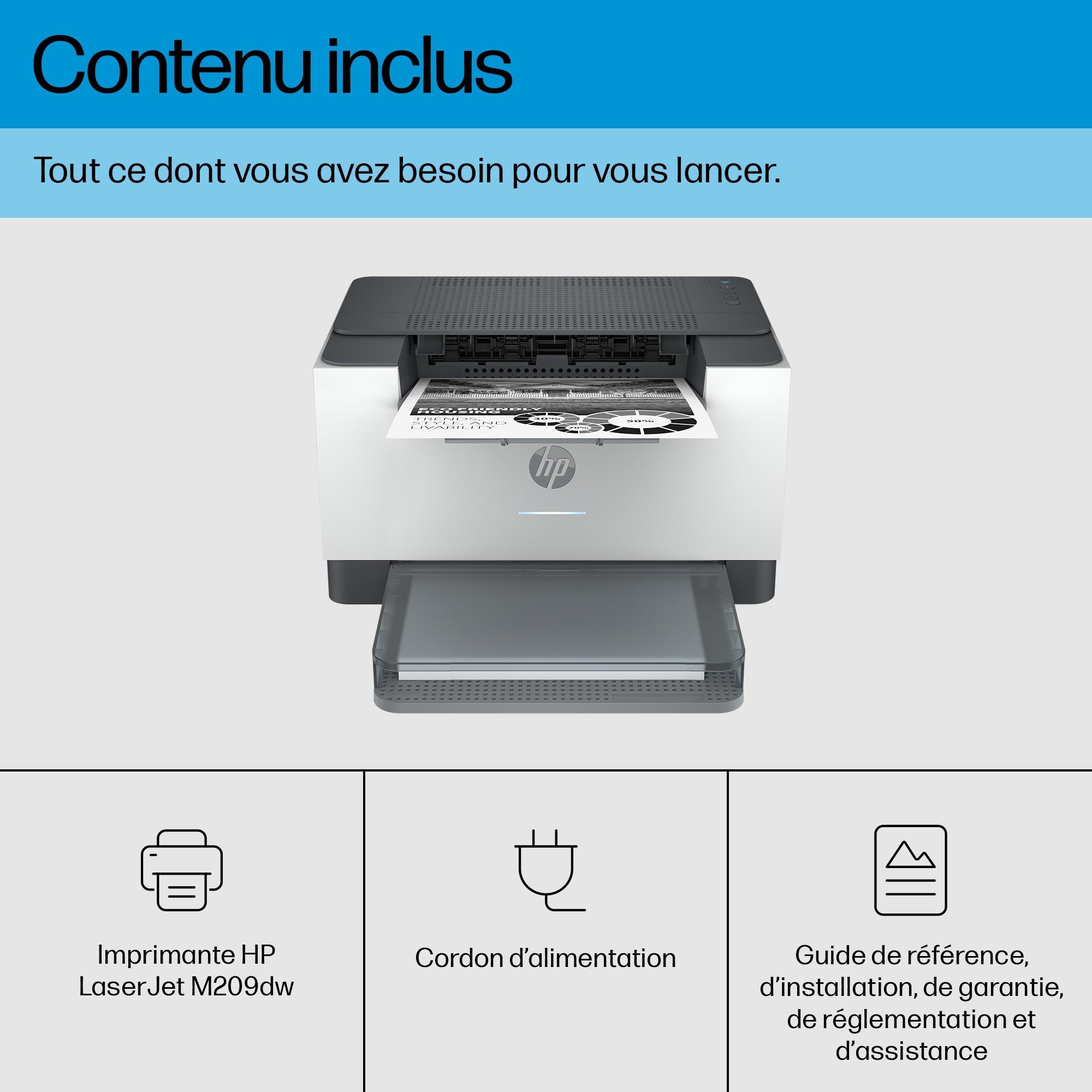 HP LaserJet M209dw Printer Mono B/W Duplex laser A4 600x600dpi 29ppm capacity: 150 sheets USB 2.0 LAN Wi-Fi Bluetooth LE