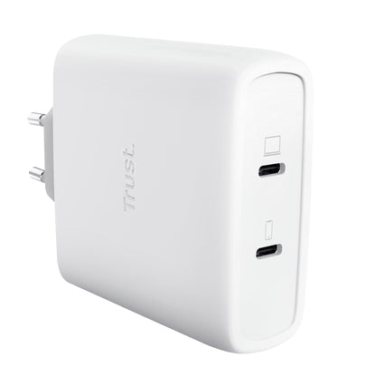 TRUST Alimentation universelle MAXO USB-C 100 watts GAN Apple PC 2 ports + câble - Blanche