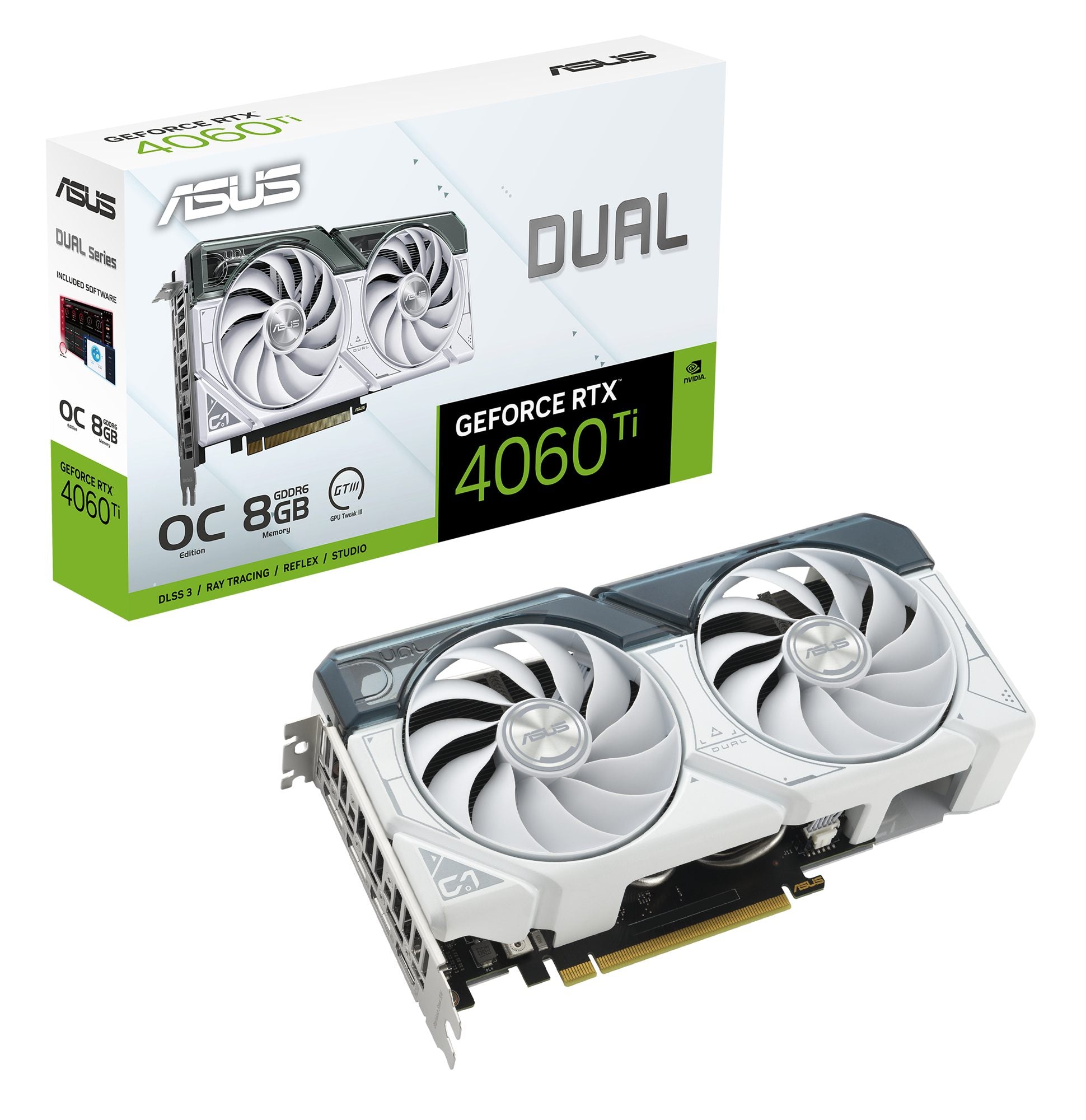 ASUS DUAL GeForce RTX 4060 Ti White 8Go GDDR6 1xHDMI 3xDP