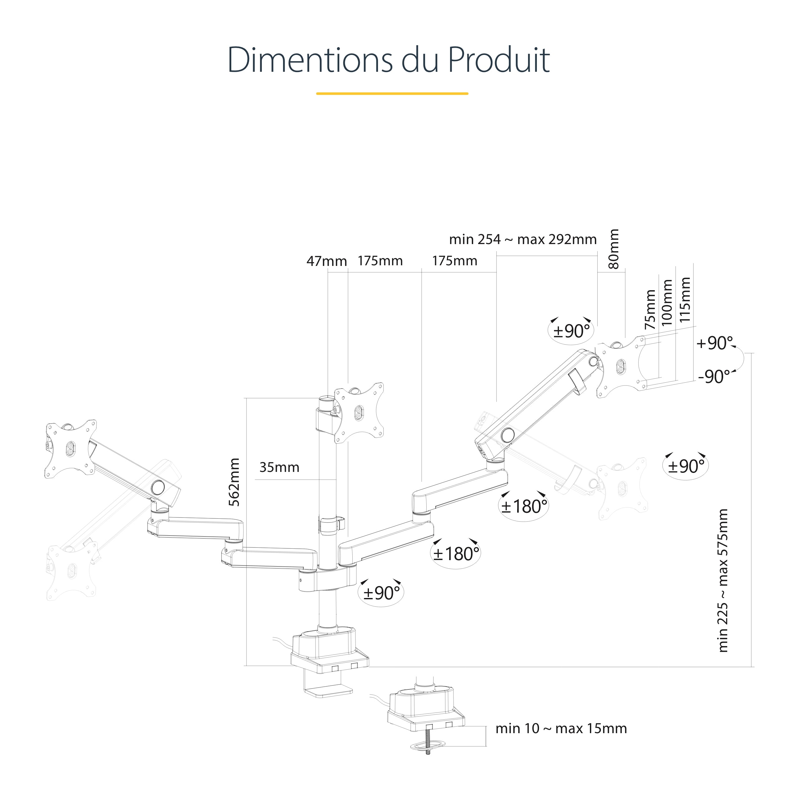 Triple Monitor Desk Mount 27in Screens