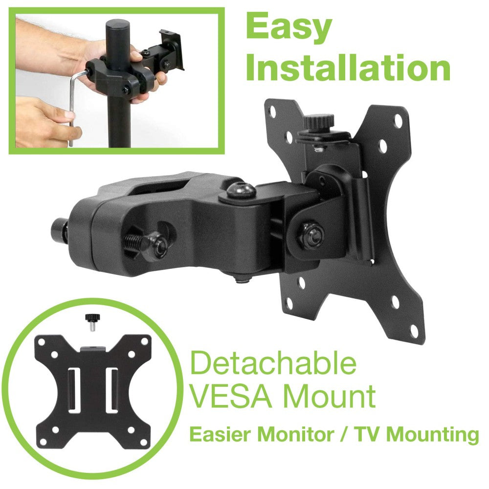 "Support de montage sur poteau TV Techly ICA-LCD 100BK 13-30"" pour installation de moniteur rotatif sur tuyau"