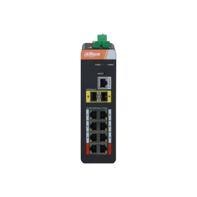 DAHUA- Switch industriel 8 ports PoE 1Gbps, 2 uplink SFP