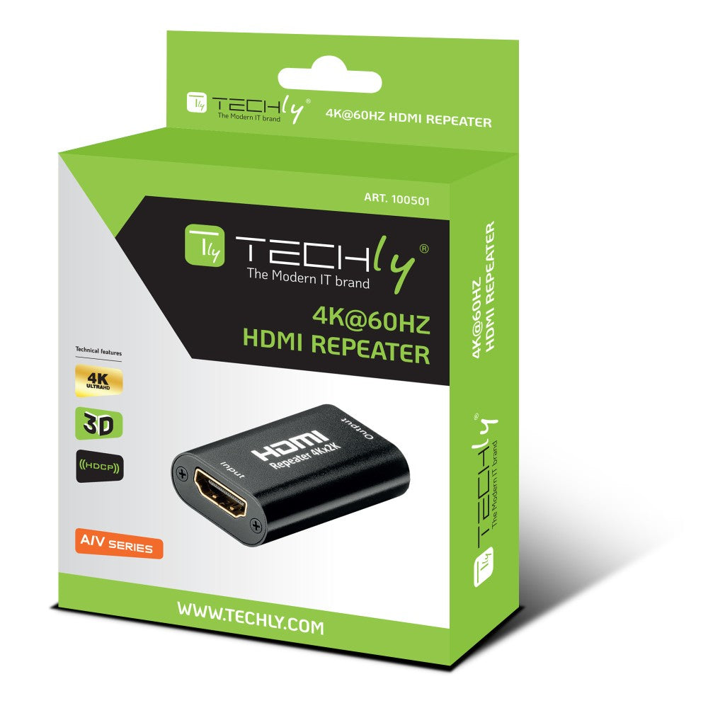 Techly IDATA HDMI2-RIP4KT Amplificateur répéteur de signal HDMI 4K jusqu'a 40m