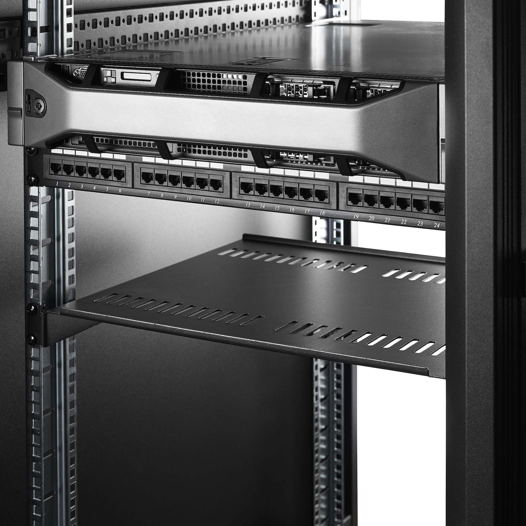 2-Pack 1U Server Rack Shelf Vented