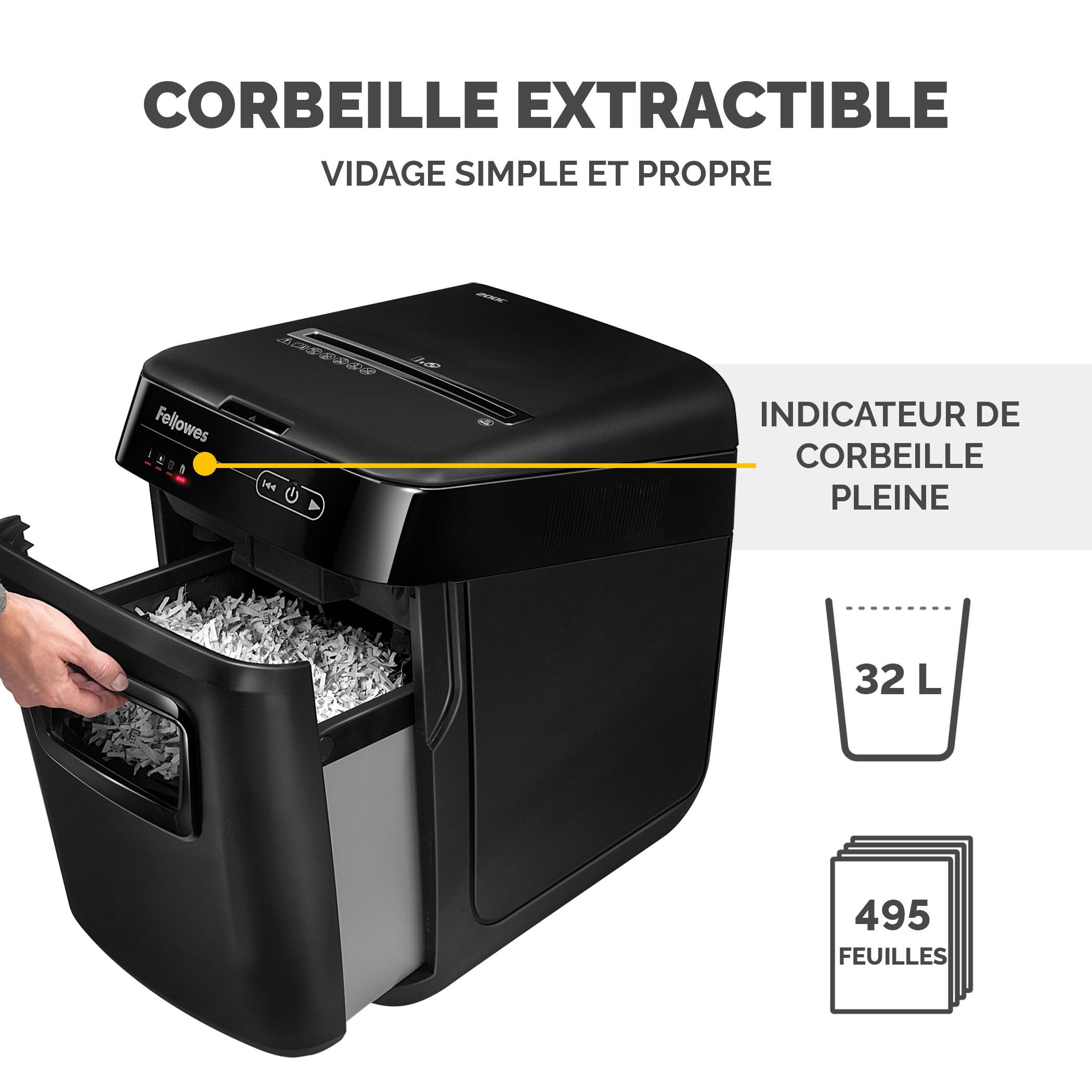 FELLOWES DESTRUCTEUR DE DOCUMENTS AUTOMAX 200M MICRO-CONFETTIS - 230V EU