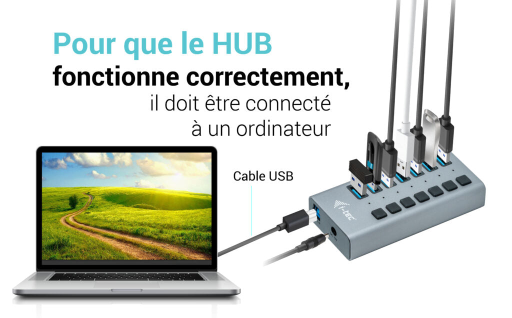 I-TEC USB 3.0 Charging HUB 7port with external power adapter 36W 7xUSB charging port for Tablets Notebooks Ultrabooks PC