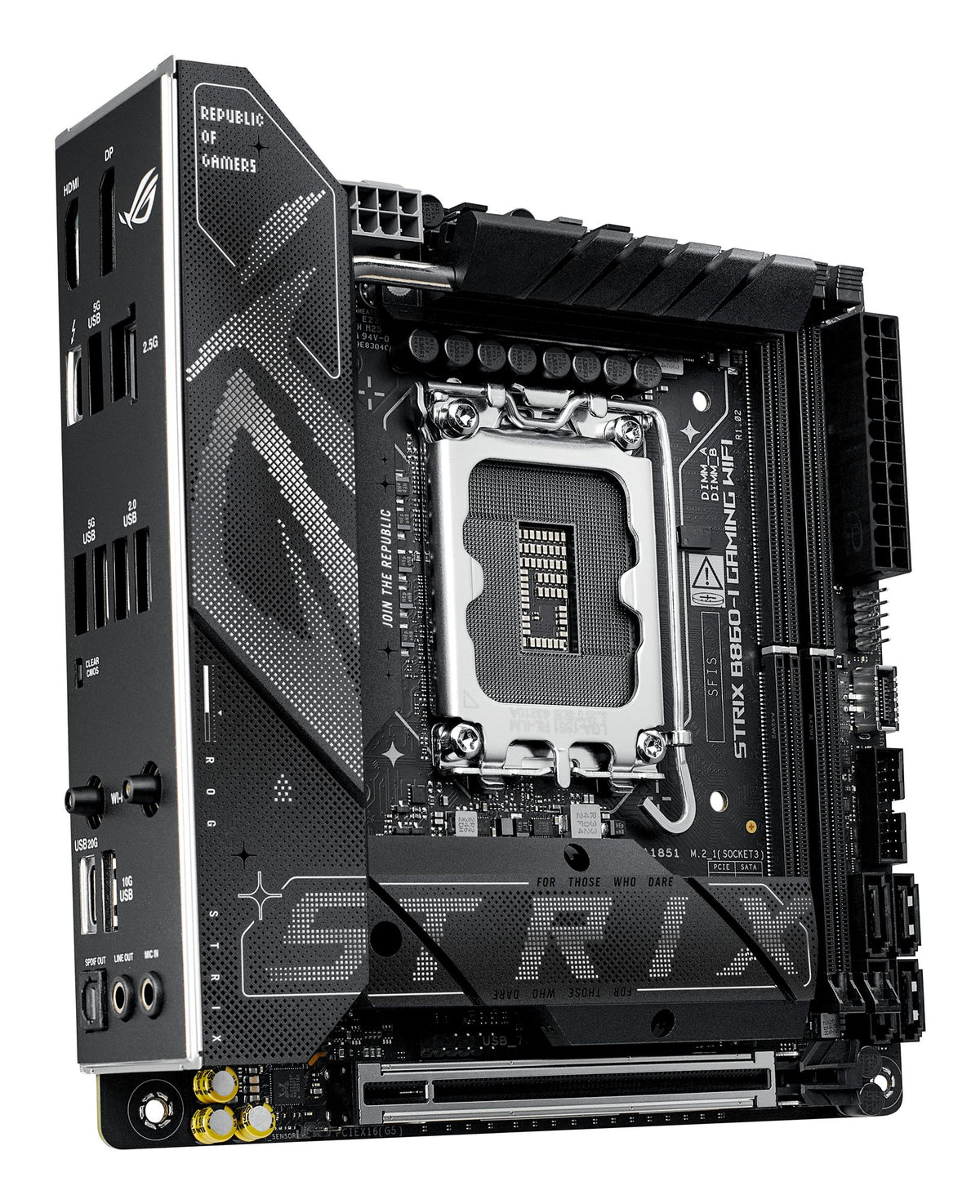 ASUS ROG STRIX B860-I GAMING WIFI LGA1851 DDR5 mini ITX MB 1xHDMI 1xDP 1xThunderBolt 2xM.2 4xSATA