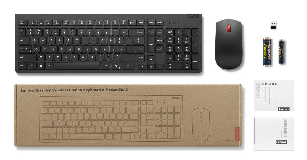 LENOVO Essential Wireless Combo Keyboard & Mouse Gen2 Black-French