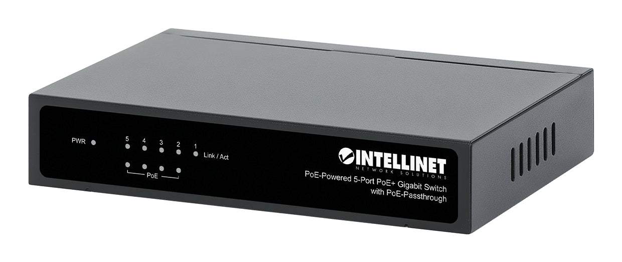 Intellinet PoE-Powered 5x Gigabit Gigabit Ethernet (10/100/1000) Connexion Ethernet, supportant l'alimentation via ce port (PoE) Noir