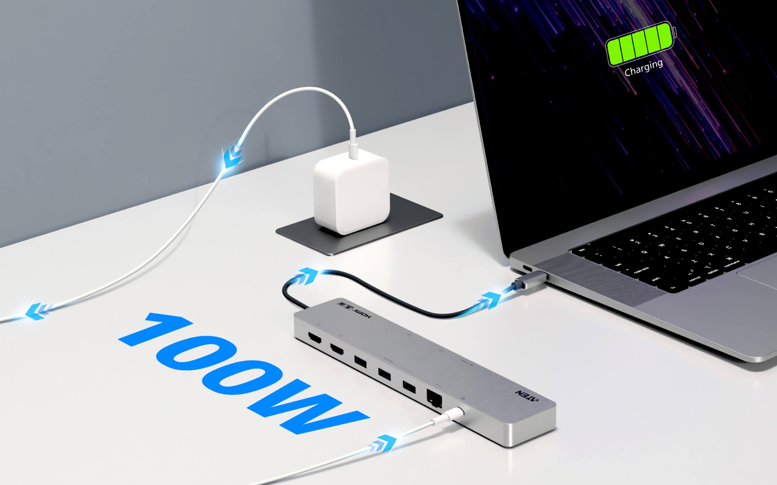 ATEN UH3240 station d accueil USB-C 11 en 1 Dual HDMI PD100W