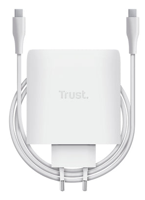 TRUST Alimentation universelle MAXO USB-C 100 watts GAN Apple PC 2 ports + câble - Blanche
