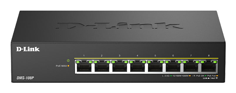 D-LINK 8 ports 2.5G/MultiGig PoE Unmanaged Switch Metal