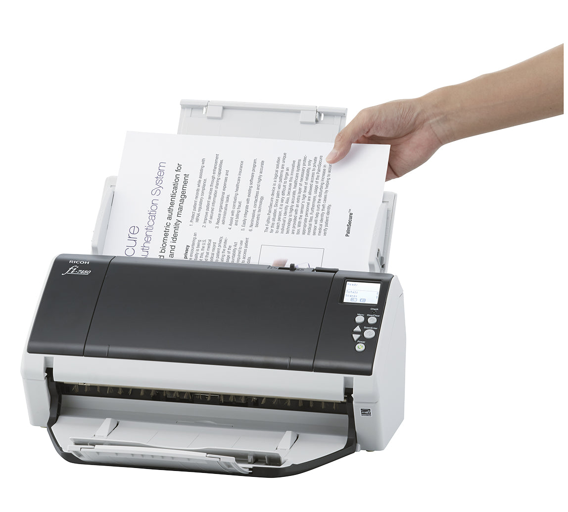 RICOH fi7480 Scanner A4 USB 3.0 80 ppm / 160 ipm 300dpi A4L ADF for up to 100 sheets 80g/m supports scanning A3 format doc