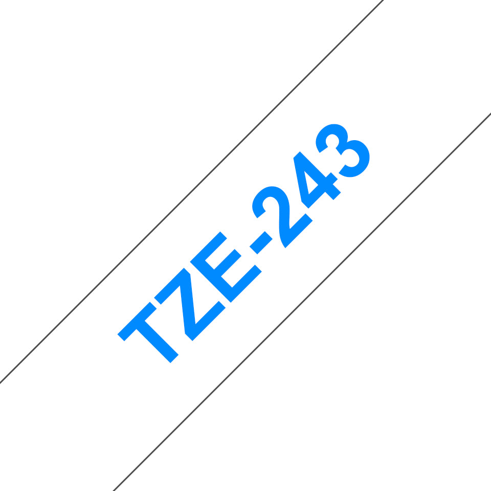 BROTHER P-TOUCH TZE-243 bleu sur blanc 18mm