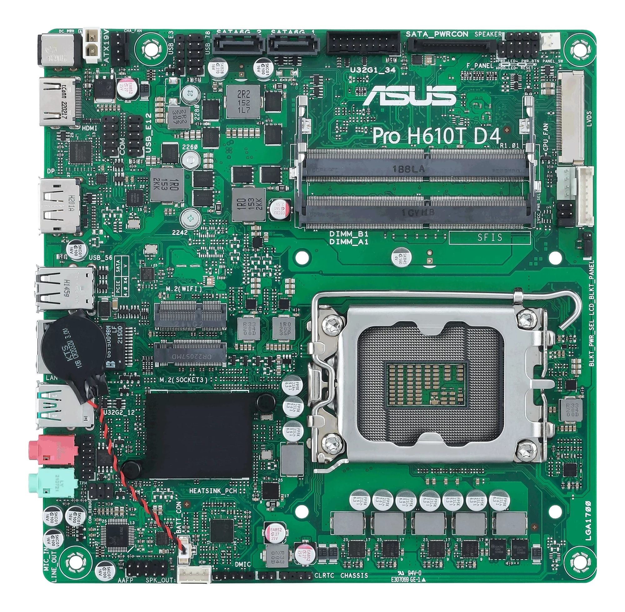 ASUS PRO H610T D4-CSM LGA1700 DDR4 1xHDMI 2.1 1xDP 1xPCIe 2xM.2 2xSATA 4xUSB Thin Mini ITX MB