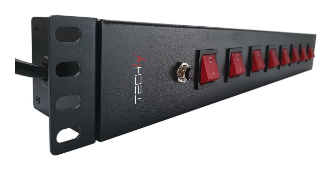 "Techly I-CASE STRIP-815I Barre de Rack 19"" 1.5U, 8x prises UNEL a l'arriere, 8x interrupteur a l'avant"