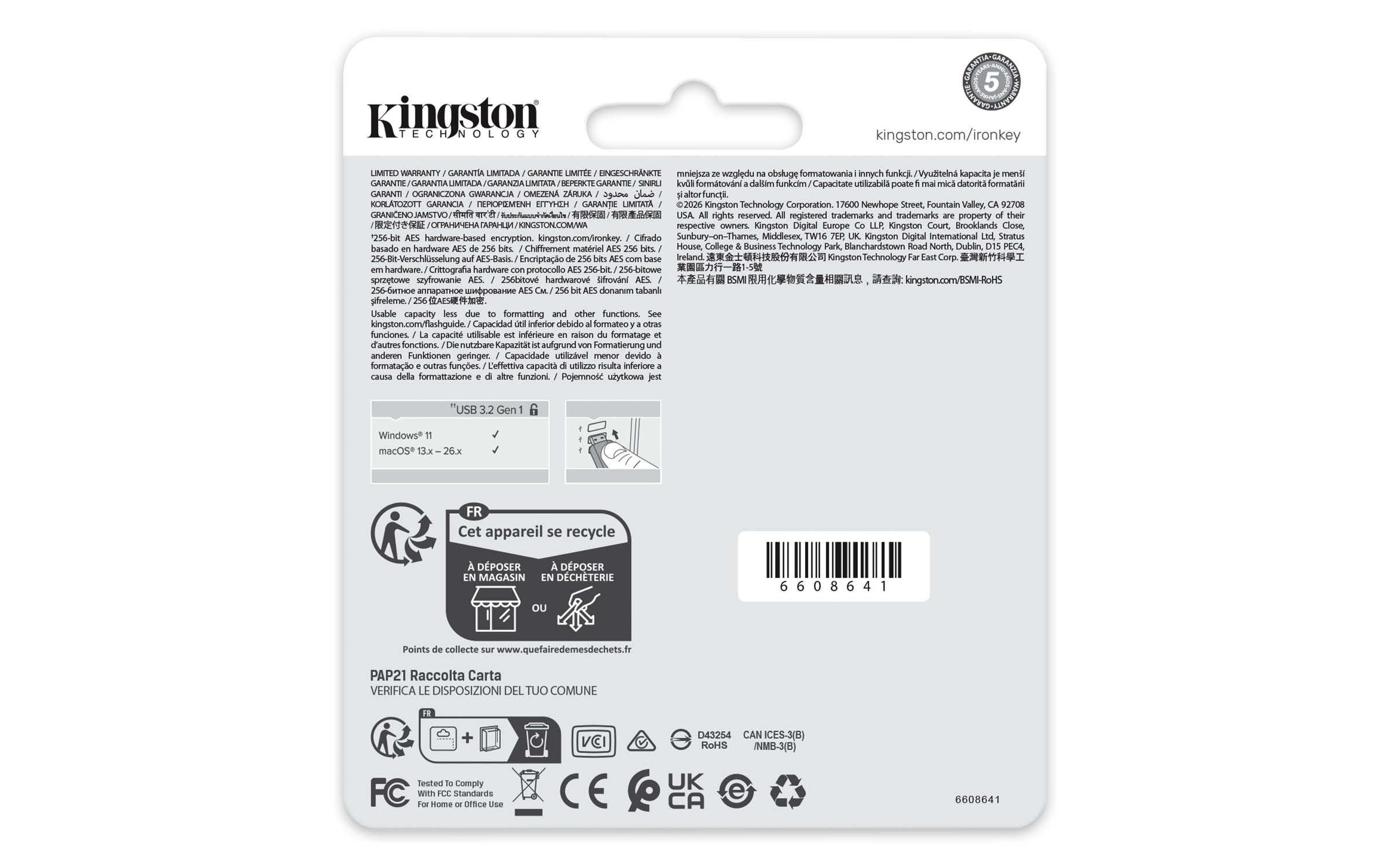 KINGSTON 32Go IronKey Locker Plus 50 G2 FIPS 197 AES-256
