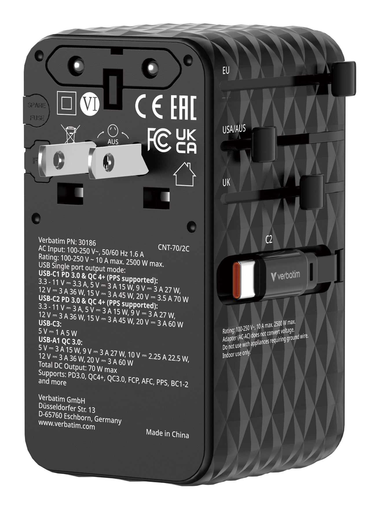 Charge 'n' Travel 70W 2C retractable Uni