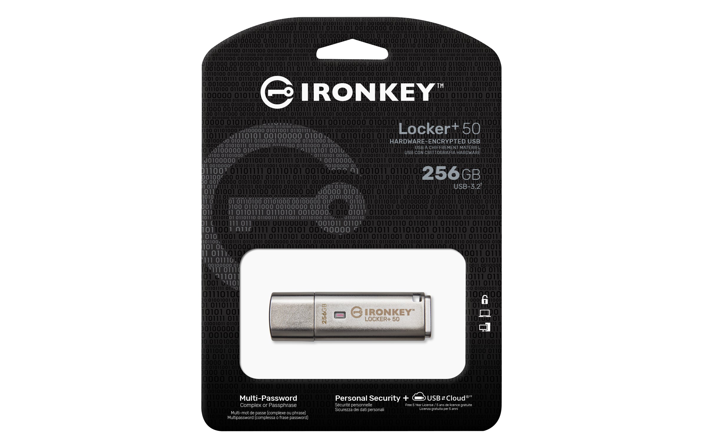 KINGSTON 256Go IronKey Locker Plus 50 AES Encryption USBtoCloud