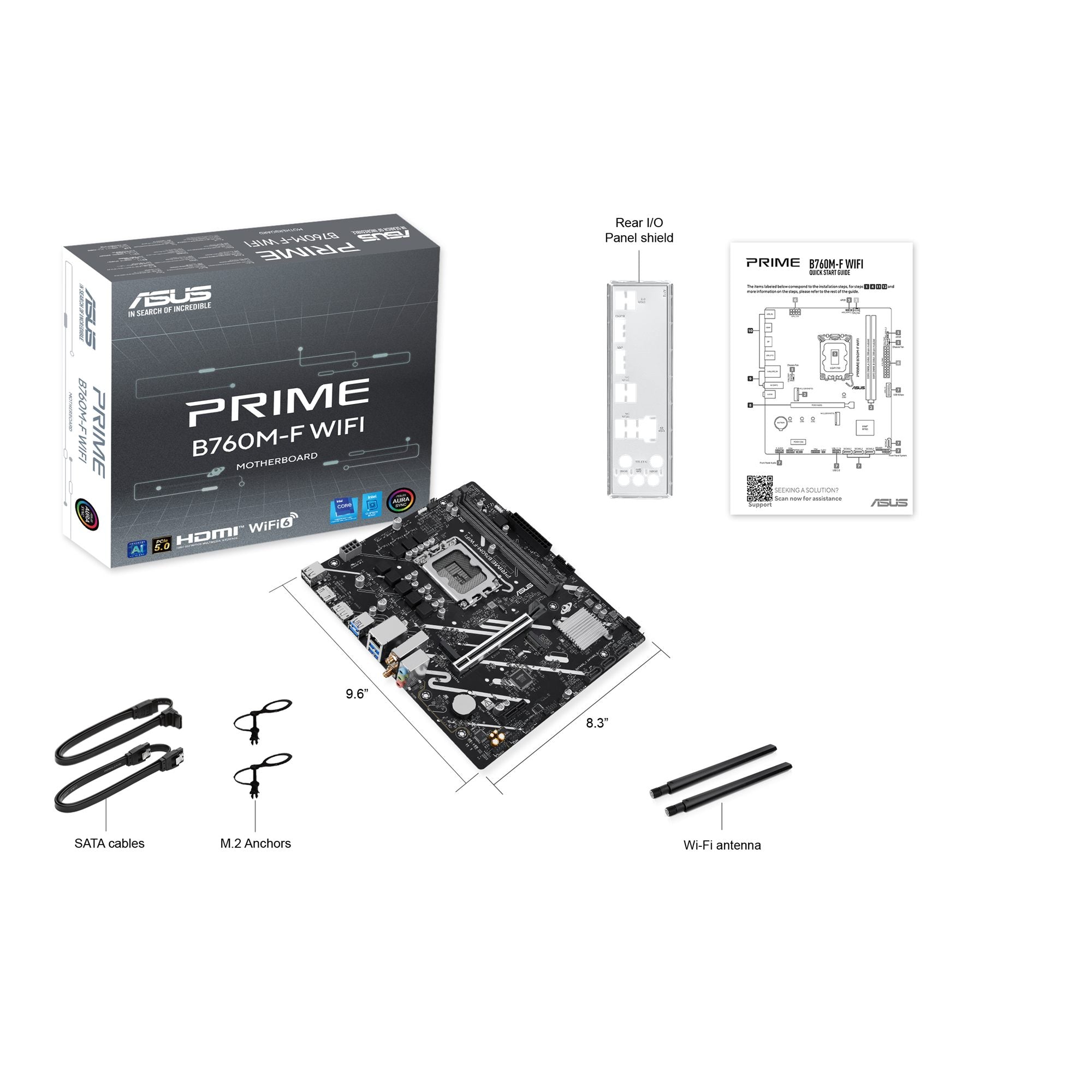 ASUS PRIME B760M-F WIFI LGA 1700 mATX motherboard DDR5 1xHDMI 1xDP 2xM.2 4xSATA