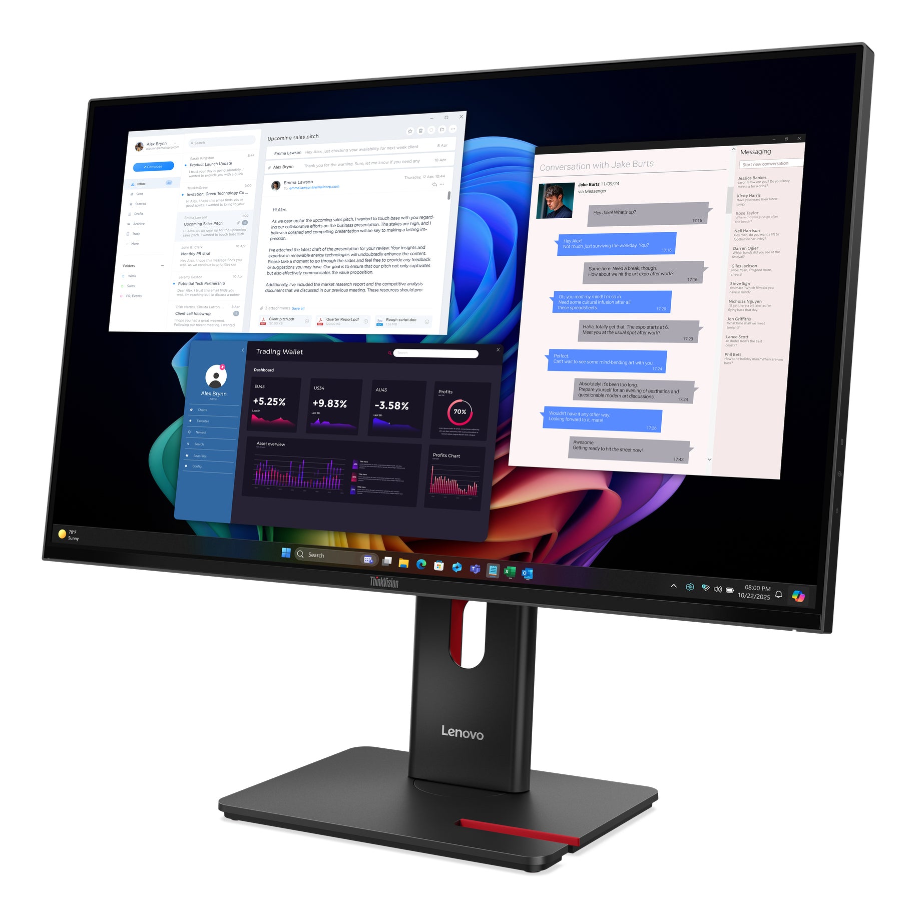 LENOVO ThinkVision T27UD-40 LED Écran 27p 3840x2160 4K 60Hz IPS 350cd/m2 1500:1 DisplayHDR 10 4ms HDMI DisplayPort USB-C Dock