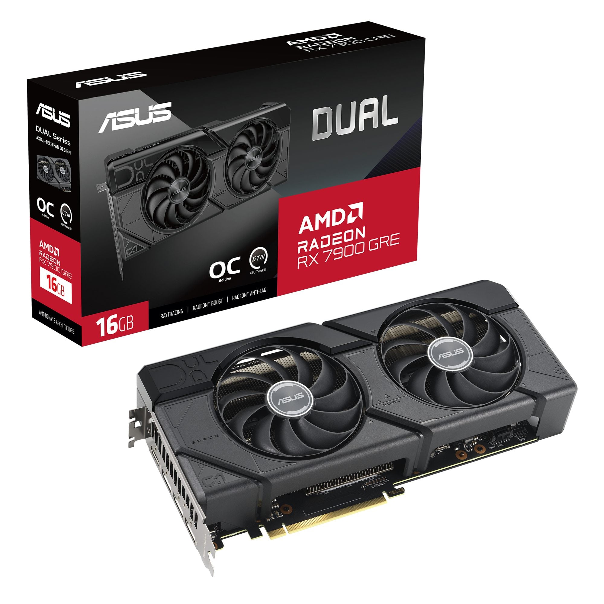 ASUS DUAL RX 7900 GRE O16G 16Go GDDR6 HDMI 2.1 3xDisplayPort 2.1
