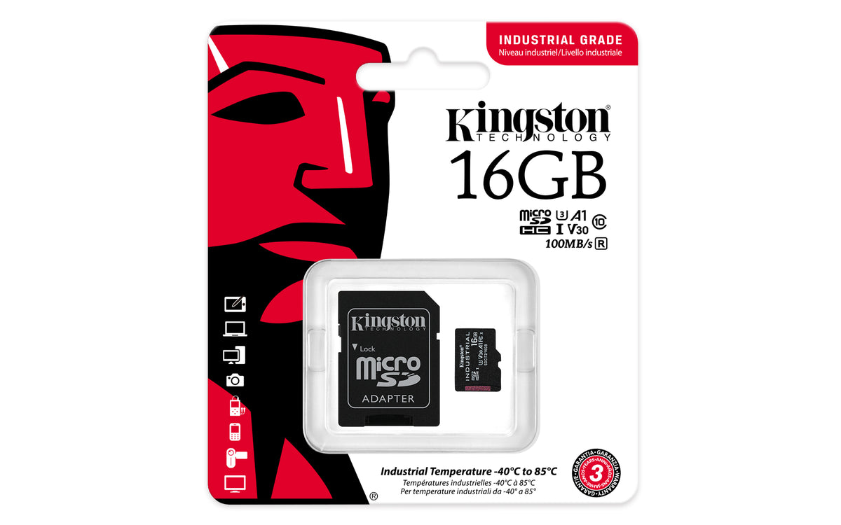 KINGSTON 16Go microSDHC Industrial C10 A1 pSLC Card + SD Adapter